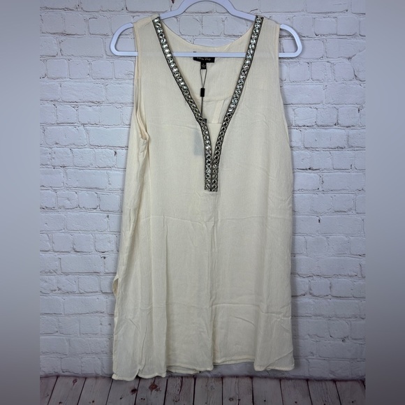 Melissa Paige sleeveless crinkle open‎ back top tunic blouse shirt sz L NWT - Picture 1 of 7